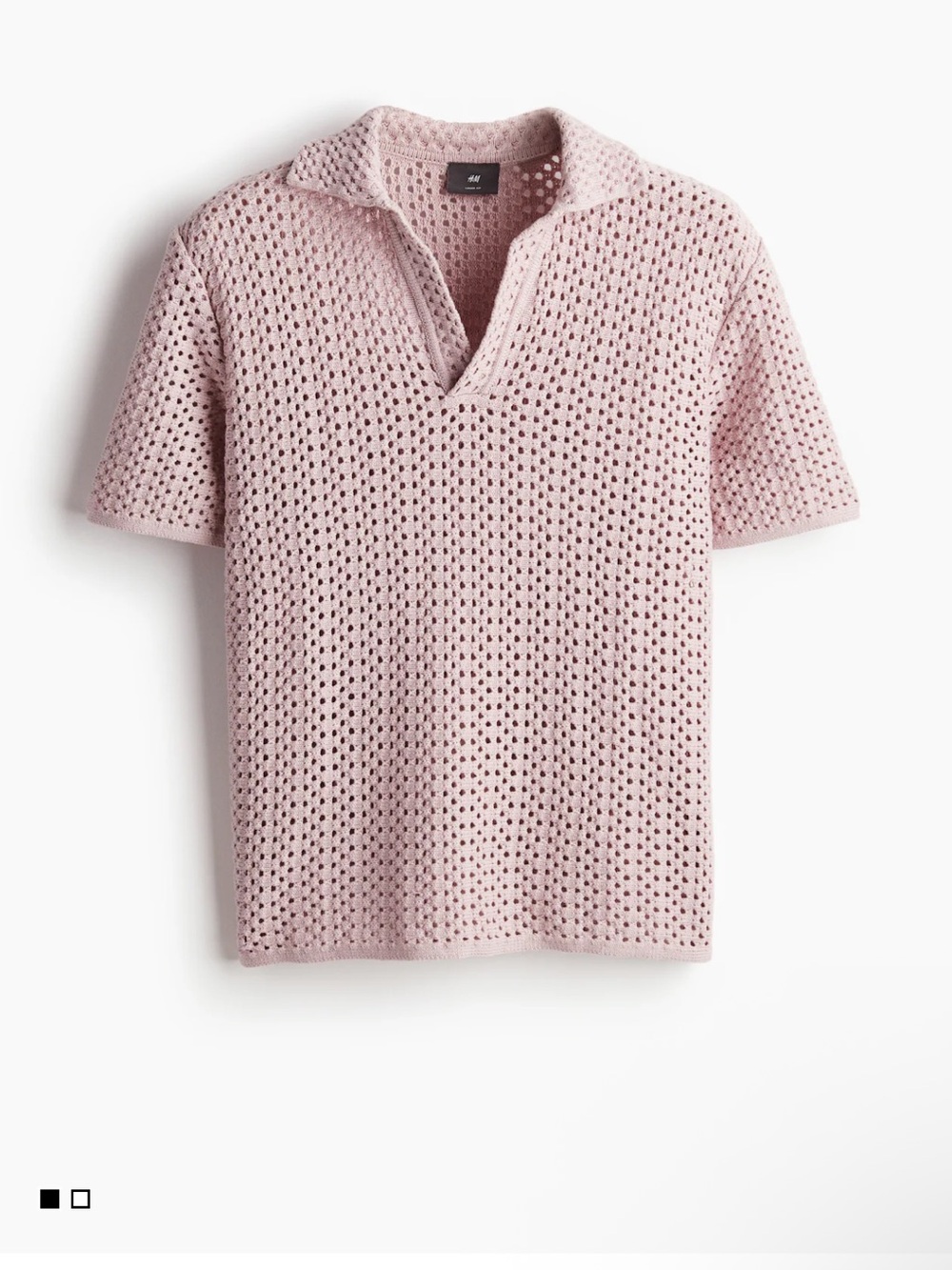 H&M Pale Pink Open-Knit Short Sleeve Polo